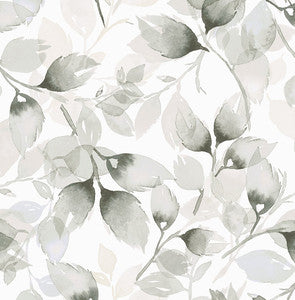 Watercolor Tossed Leaves Sea Salt & Harbor Mist by Seabrook Wallpaper