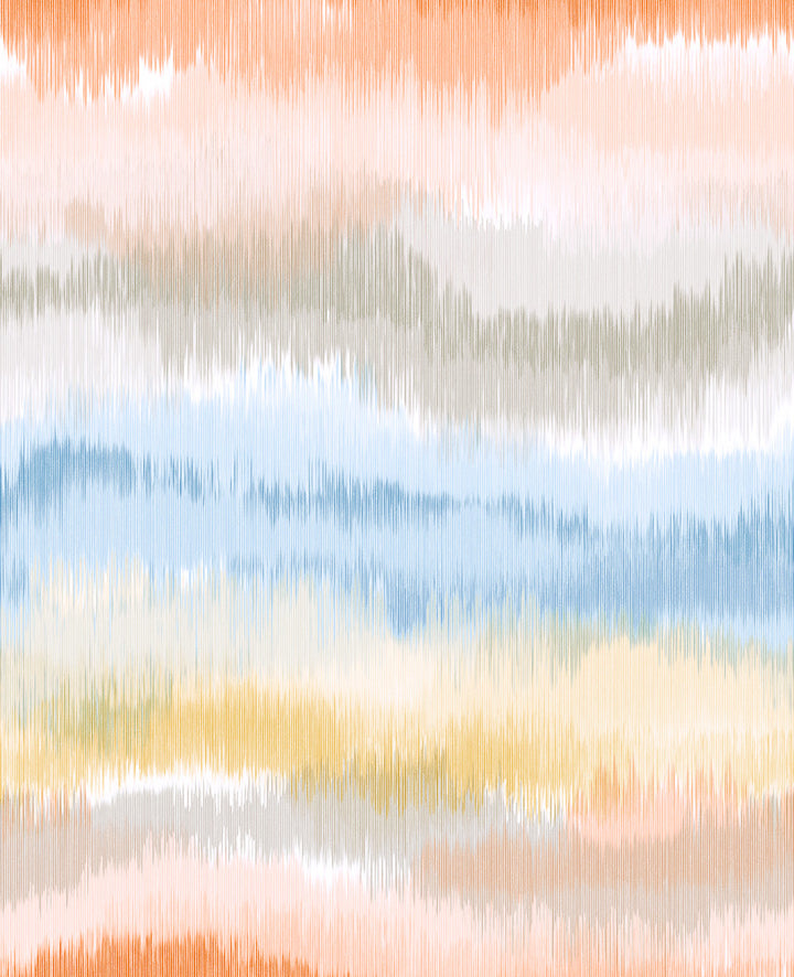 Ikat Waves Sunset by Seabrook Wallpaper Lillian August Peel and Stick United States 30.75 25.2" 20.5" - Fabric Carolina -