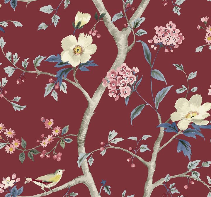 Sparrow Haven Crimson by Seabrook Wallpaper Coastal Haven United States 60.75 25.2" 27" - Fabric Carolina -