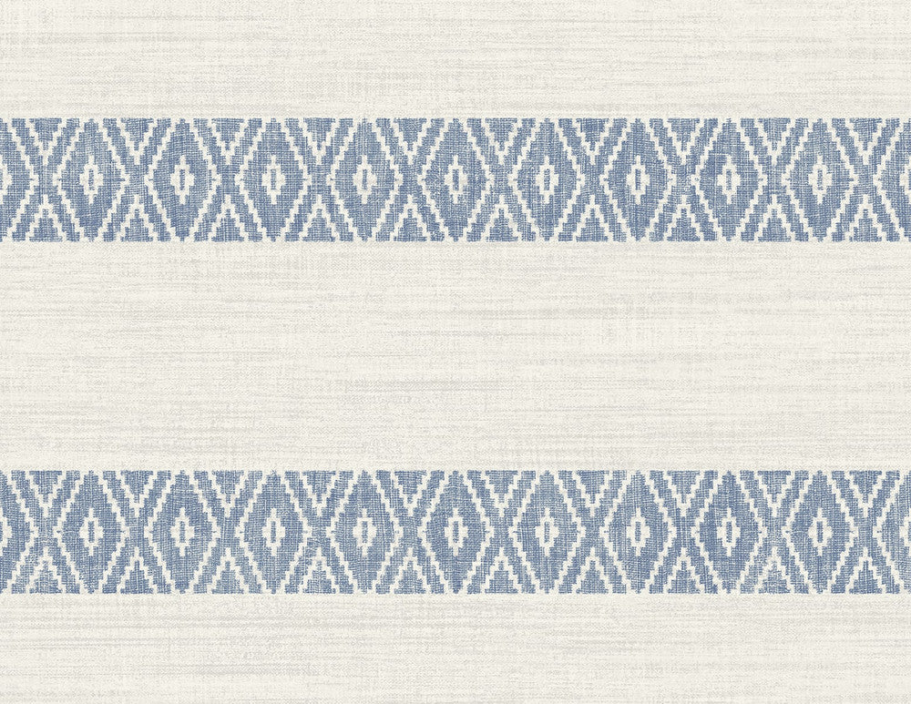 Alani Geo Stripe Blue Bell by Seabrook Wallpaper Coastal Haven United States 60.75 20.87" 27" - Fabric Carolina -