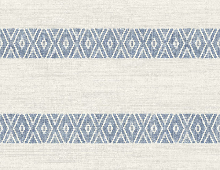 Alani Geo Stripe Blue Bell by Seabrook Wallpaper Coastal Haven United States 60.75 20.87" 27" - Fabric Carolina -