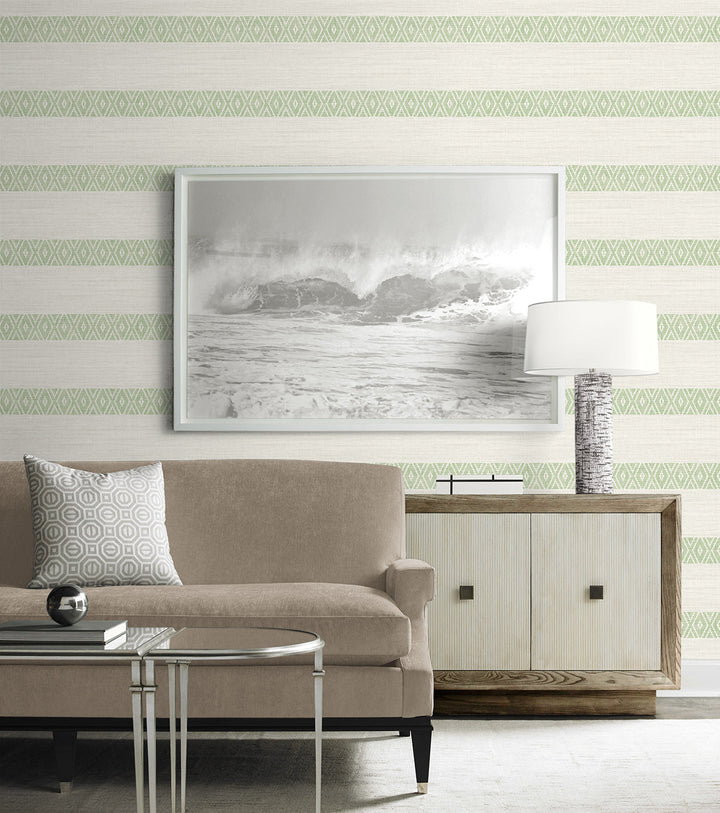 Alani Geo Stripe Aloe LN40104 by Lillian August Designer Wallpaper
