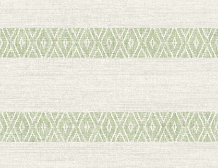 Alani Geo Stripe Aloe by Seabrook Wallpaper Coastal Haven United States 60.75 20.87" 27" - Fabric Carolina -