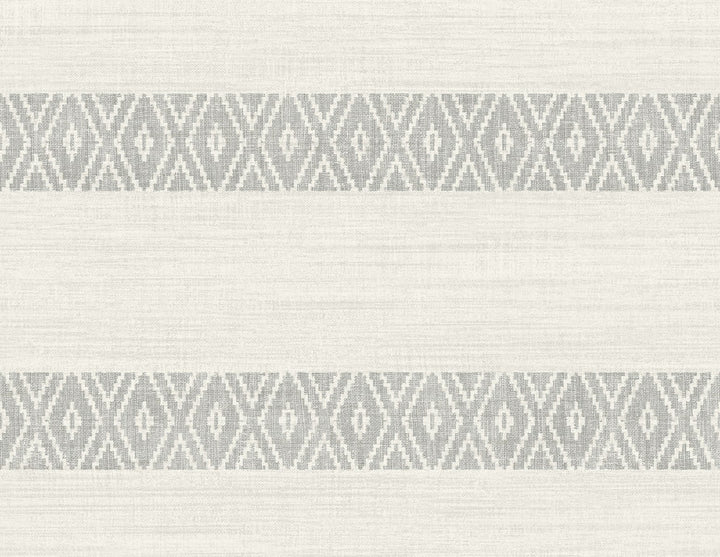 Alani Geo Stripe Fog by Seabrook Wallpaper Coastal Haven United States 60.75 20.87" 27" - Fabric Carolina -