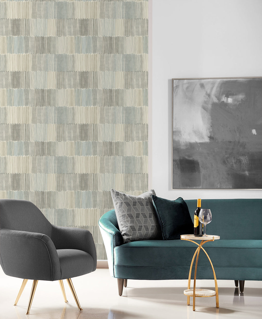 Arielle Abstract Stripe Haze LN40307 by Lillian August Designer Wallpaper