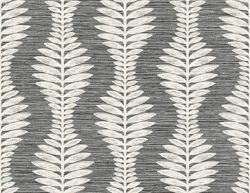 Carina Leaf Ogee Charcoal by Seabrook Wallpaper Coastal Haven United States 60.75 10.5" 27" - Fabric Carolina -