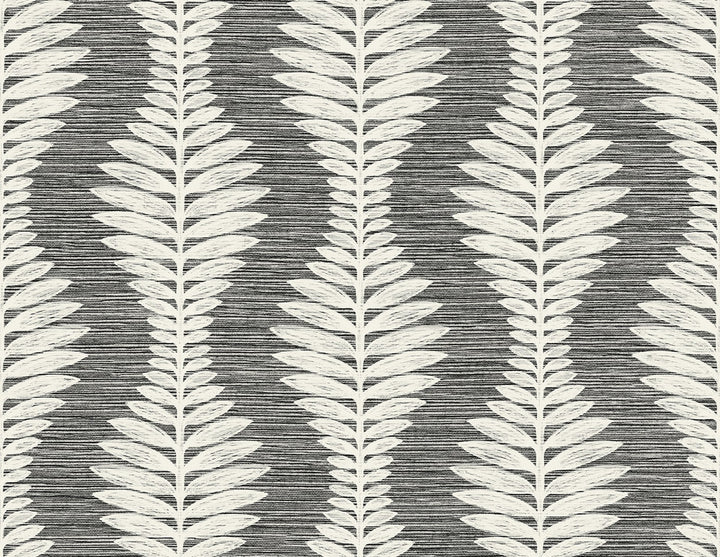 Carina Leaf Ogee Charcoal by Seabrook Wallpaper Coastal Haven United States 60.75 10.5" 27" - Fabric Carolina -