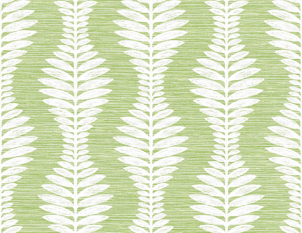 Carina Leaf Ogee Greenery by Seabrook Wallpaper Coastal Haven United States 60.75 10.5" 27" - Fabric Carolina -