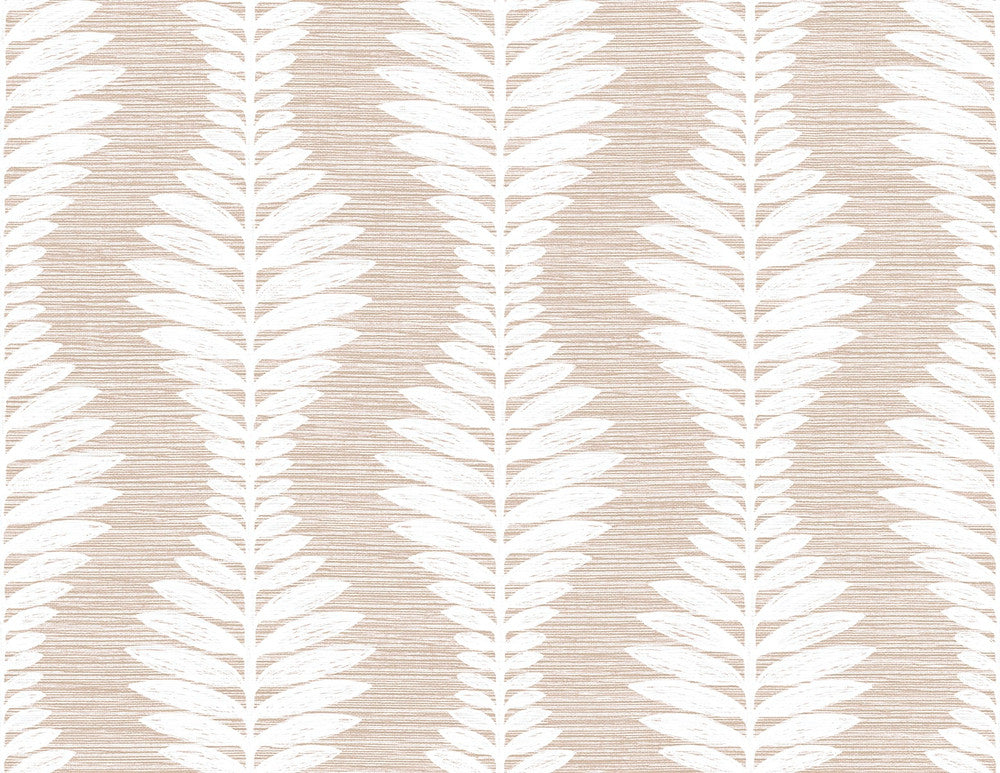 Carina Leaf Ogee Blush by Seabrook Wallpaper Coastal Haven United States 60.75 10.5" 27" - Fabric Carolina -