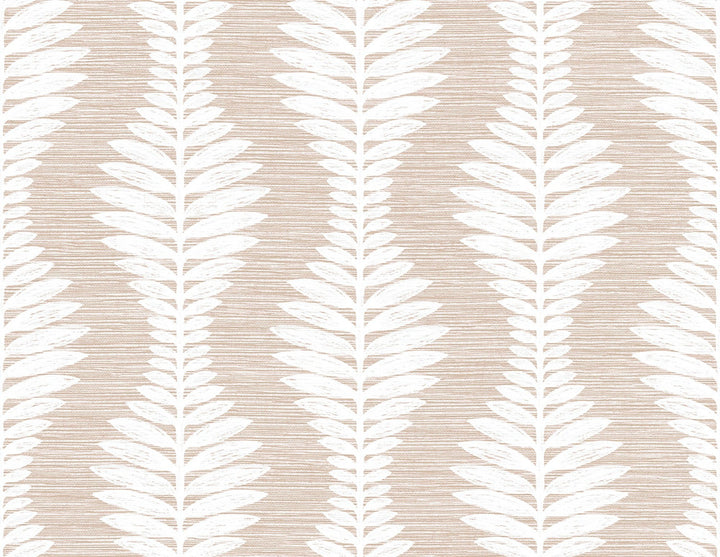 Carina Leaf Ogee Blush by Seabrook Wallpaper Coastal Haven United States 60.75 10.5" 27" - Fabric Carolina -