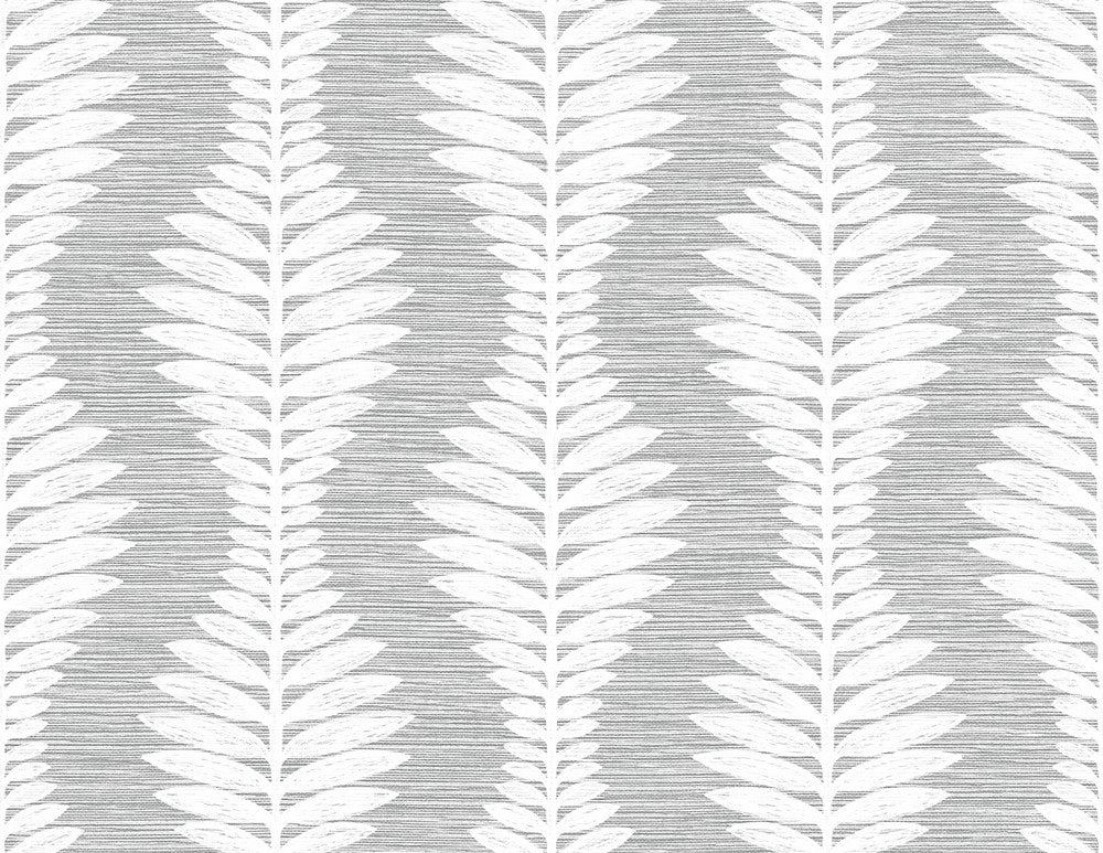 Carina Leaf Ogee Morning Fog by Seabrook Wallpaper Coastal Haven United States 60.75 10.5" 27" - Fabric Carolina -