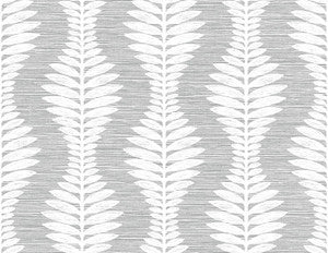 Carina Leaf Ogee Morning Fog by Seabrook Wallpaper