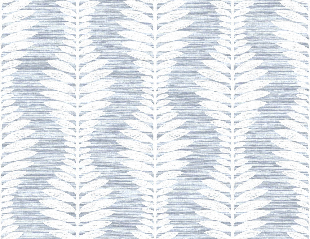 Carina Leaf Ogee Charlotte Blue by Seabrook Wallpaper Coastal Haven United States 60.75 10.5" 27" - Fabric Carolina -