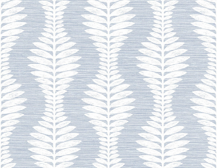 Carina Leaf Ogee Charlotte Blue by Seabrook Wallpaper Coastal Haven United States 60.75 10.5" 27" - Fabric Carolina -