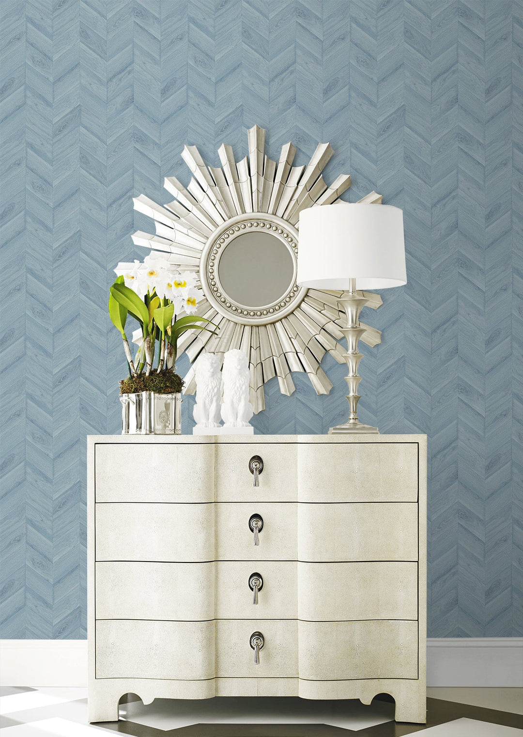 Keone Bay Chevron Bay Blue LN40812 by Lillian August Designer Wallpaper