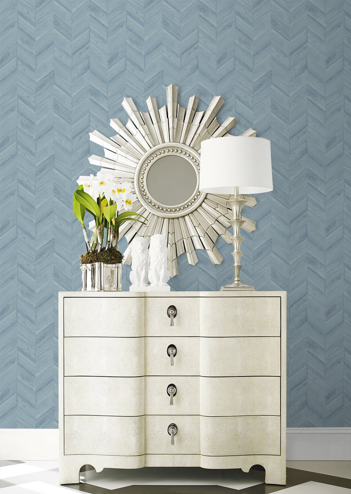Keone Bay Chevron Bay Blue LN40812 by Lillian August Designer Wallpaper
