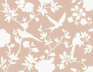 Kauai Bird Toile Peach Petal by Seabrook Wallpaper