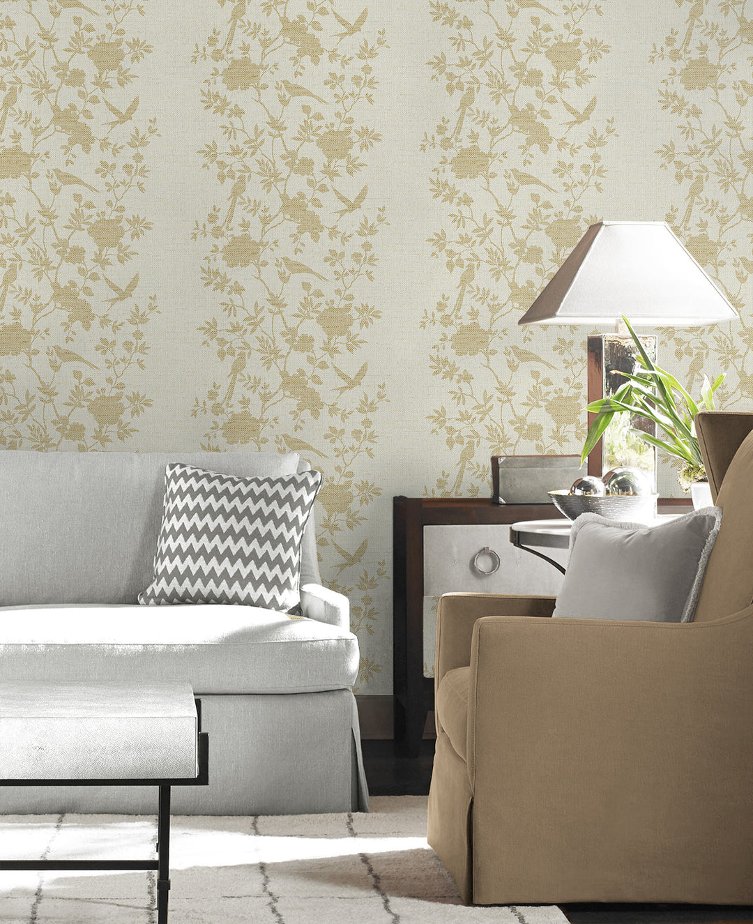 Aloha Bird Trail Golden LN41003 by Lillian August Designer Wallpaper