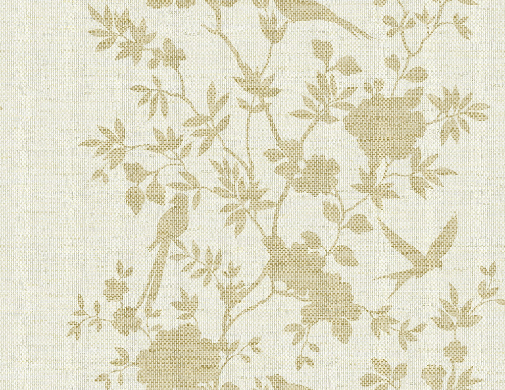 Aloha Bird Trail Golden by Seabrook Wallpaper Coastal Haven United States 60.75 20.87" 27" - Fabric Carolina -