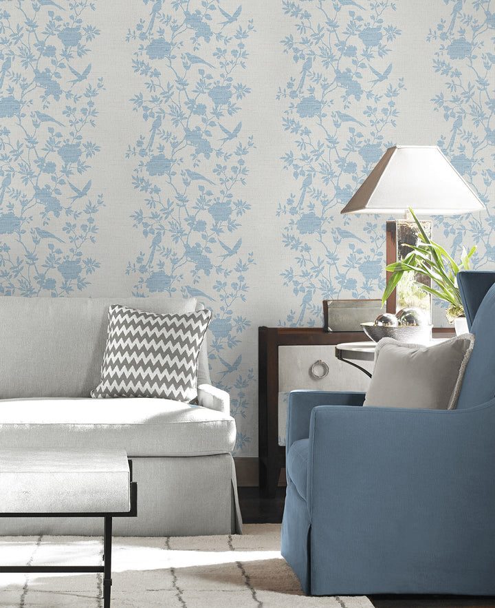 Aloha Bird Trail Maya Blue LN41012 by Lillian August Designer Wallpaper