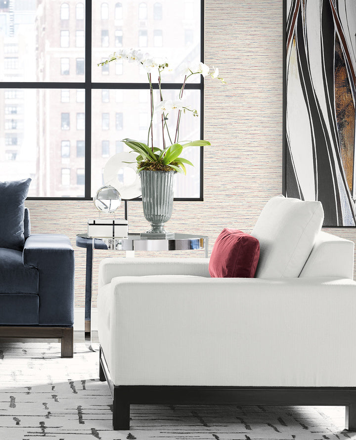 Loe Sanctuary Stria Carmine & Navy LN41101 by Lillian August Designer Wallpaper