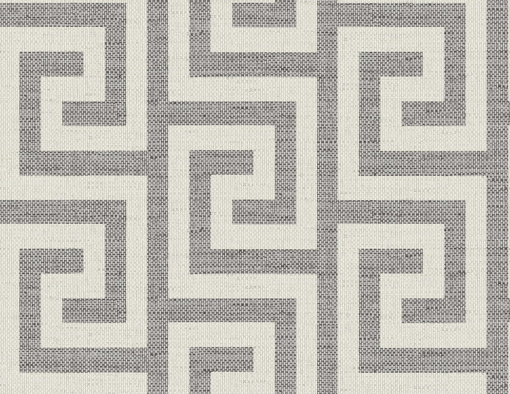 Luna Retreat Greek Key Charcoal by Seabrook Wallpaper Coastal Haven United States 60.75 5.2" 27" - Fabric Carolina -