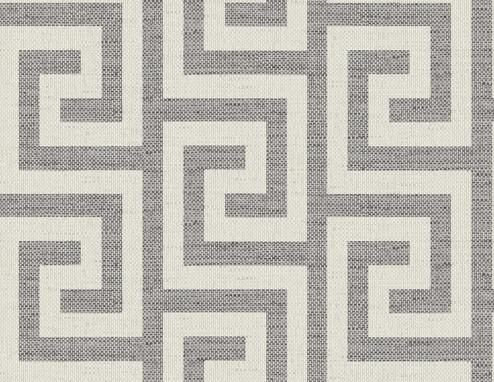 Luna Retreat Greek Key Charcoal by Seabrook Wallpaper Coastal Haven United States 60.75 5.2" 27" - Fabric Carolina -