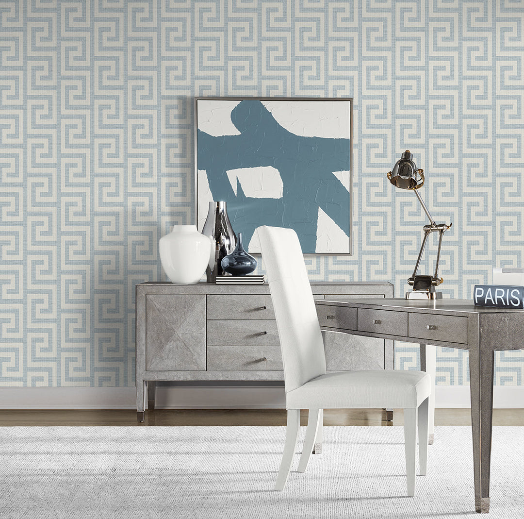 Luna Retreat Greek Key Skylight LN41202 by Lillian August Designer Wallpaper