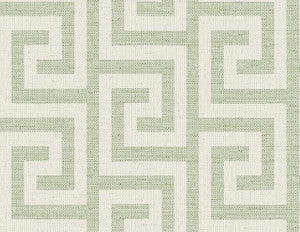 Luna Retreat Greek Key Green Ivy by Seabrook Wallpaper