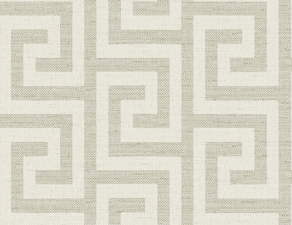 Luna Retreat Greek Key Pavestone by Seabrook Wallpaper Coastal Haven United States 60.75 5.2" 27" - Fabric Carolina -