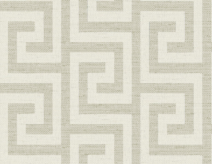 Luna Retreat Greek Key Pavestone by Seabrook Wallpaper Coastal Haven United States 60.75 5.2" 27" - Fabric Carolina -