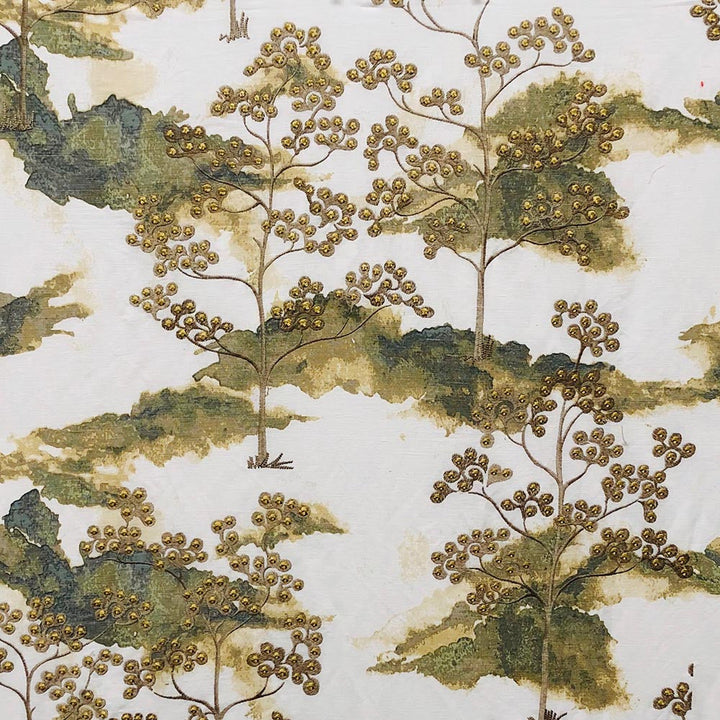 Lozeau Sage by Magnolia Designer Fabric - 60Lin/40Ctn (Emb Is Viscose) India Horizontal: 25 and Vertical: 31 51.5" - Swanky Fabrics -