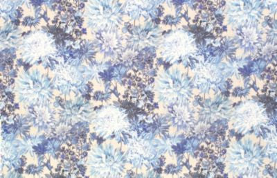 Grey'S Flower Garden Blues LO80370001 by Grey Watkins Designer Fabric 100% LINEN AUSTRIA MEDIUM DUTY Horizontal: 31" and Vertical: 29" 58 - Swanky Fabrics -