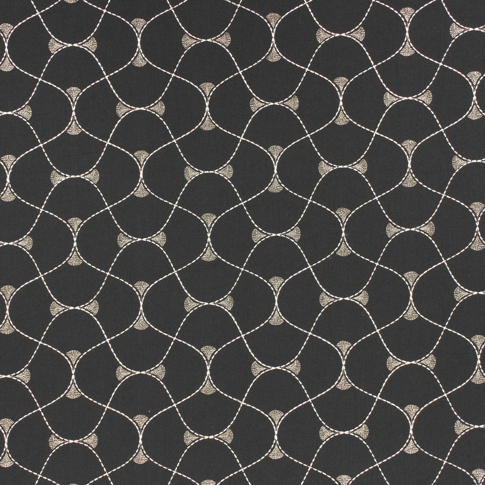 Luffing Onyx by Richloom Fabric See sample 54%PLY,40%CTN,6%VIS BASE W/64%VIS,36%POLY EMB USA or Imported N/A </p><p>Repeat: V6.25" x H6.25" 56" - Fabric Carolina -
