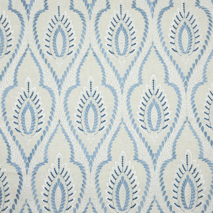 Lutz 2 Periwinkle by Stout Designer Fabric COMFORTABLE LIVING HAZE/NAVY 65%LIN 35%SVI %BEMB INDIA Horizontal: 6.625 and Vertical: 15.500 51 in - Swanky Fabrics -