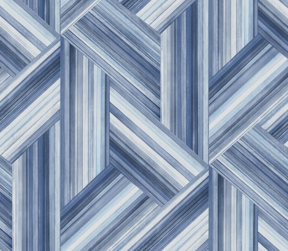 Geo Inlay Denim and Sky Blue by Seabrook Wallpaper Living with Art United States 60.53 23.62" 27" - Fabric Carolina -