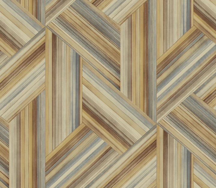 Geo Inlay Saddle Brown and Steel by Seabrook Wallpaper Living with Art United States 60.53 23.62" 27" - Fabric Carolina -