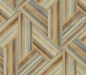 Geo Inlay Saddle Brown and Steel by Seabrook Wallpaper