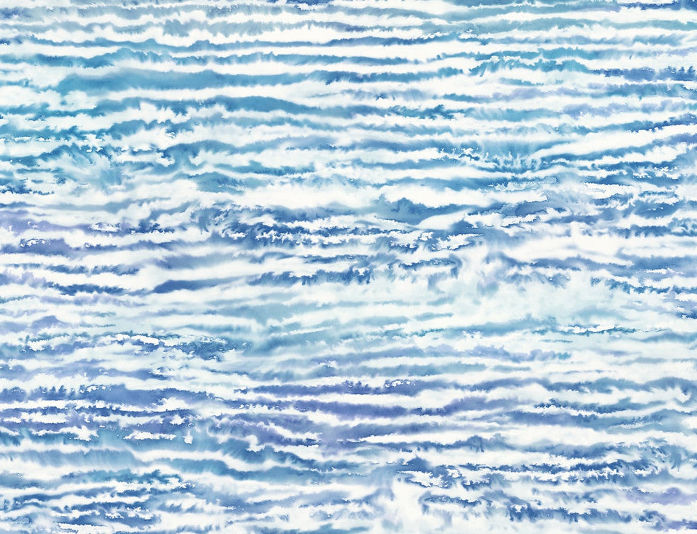 Watercolor Waves French Navy and Aqua by Seabrook Wallpaper Living with Art United States 60.53 20.87" 27" - Fabric Carolina -