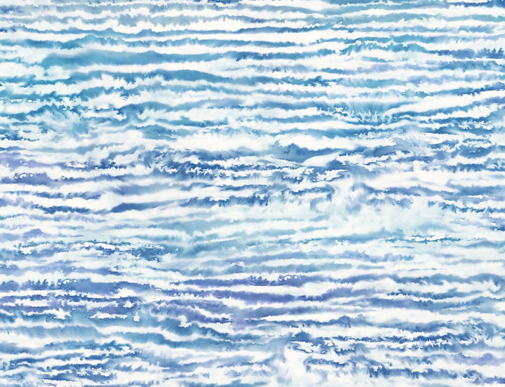 Watercolor Waves French Navy and Aqua by Seabrook Wallpaper Living with Art United States 60.53 20.87" 27" - Fabric Carolina -