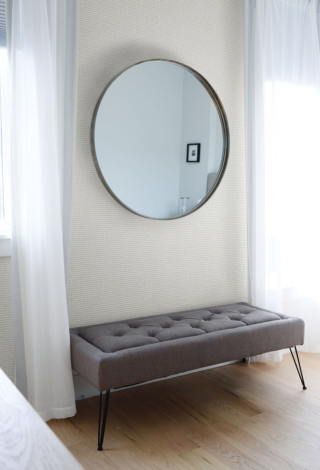 Faux Wool Weave Metallic Silver and Greige LW51000 by Seabrook Designs Designer Wallpaper