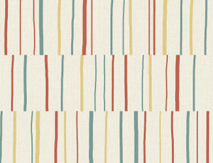Block Lines Vermillion, Sunflower, and Teal by Seabrook Wallpaper