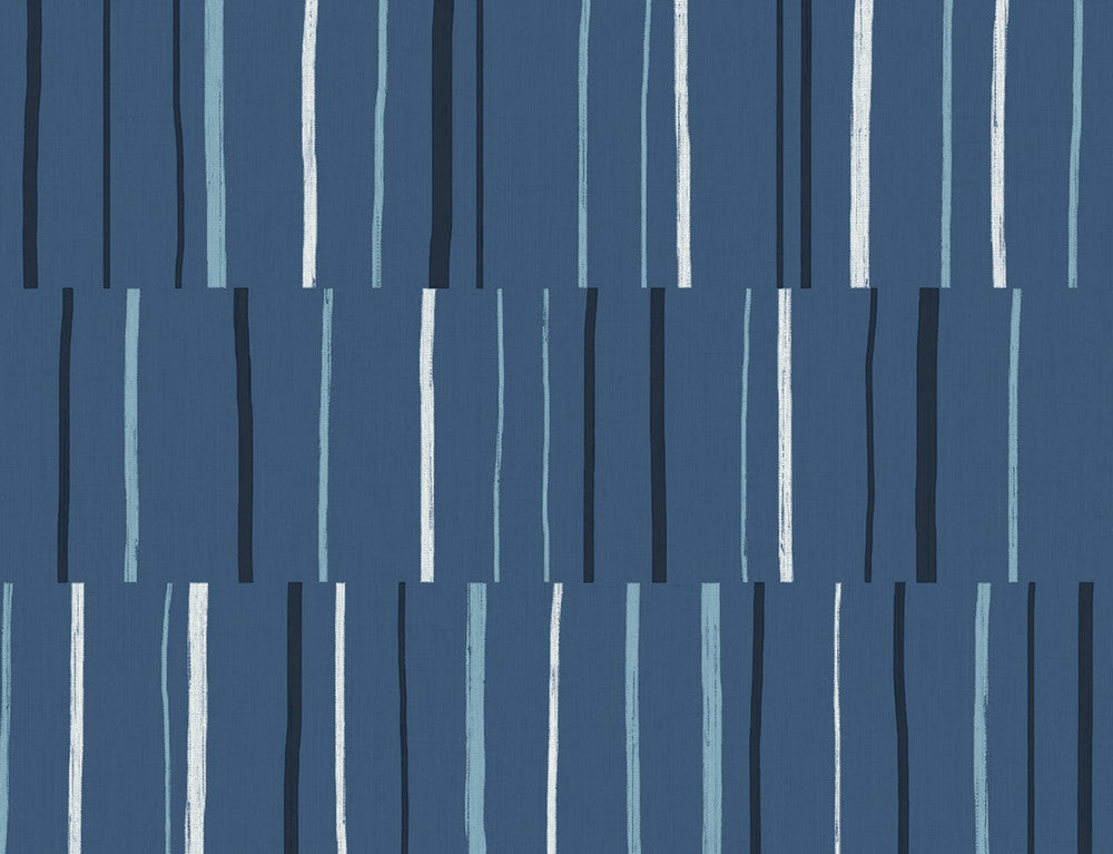 Block Lines Blueberry, Midnight, and Blue Skies by Seabrook Wallpaper Living with Art United States 60.53 20.87" 27" - Fabric Carolina -