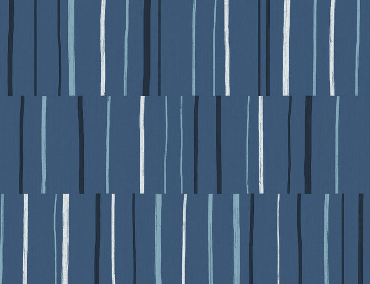 Block Lines Blueberry, Midnight, and Blue Skies by Seabrook Wallpaper Living with Art United States 60.53 20.87" 27" - Fabric Carolina -