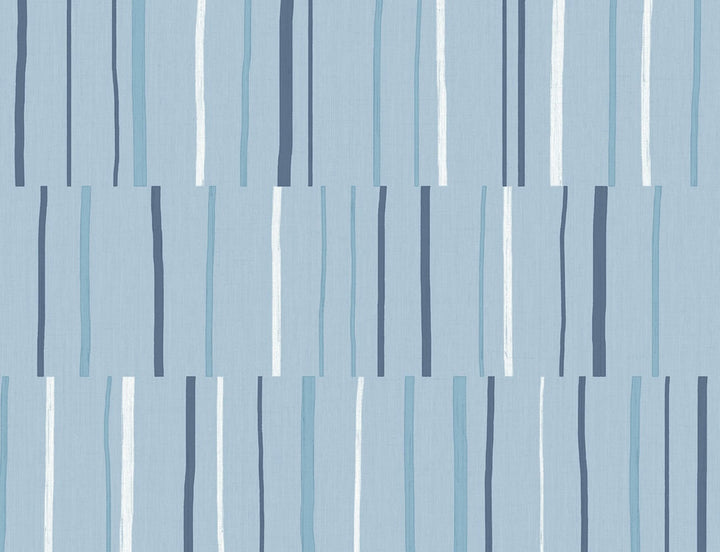 Block Lines Bluebird, Navy, and Glacier White by Seabrook Wallpaper Living with Art United States 60.53 20.87" 27" - Fabric Carolina -