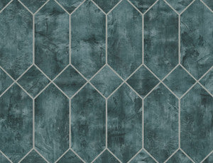 Geo Faux Emerald and Metallic Silver by Seabrook Wallpaper