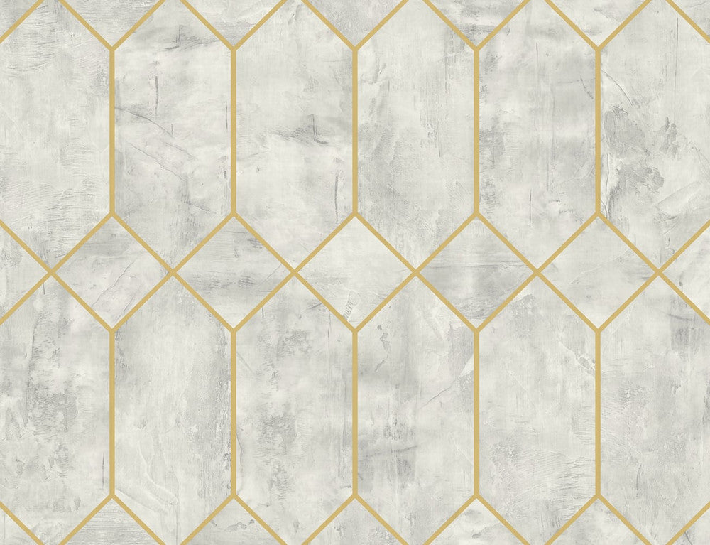 Geo Faux Silver Birch and Metallic Gold by Seabrook Wallpaper Living with Art United States 60.53 20.87" 27" - Fabric Carolina -