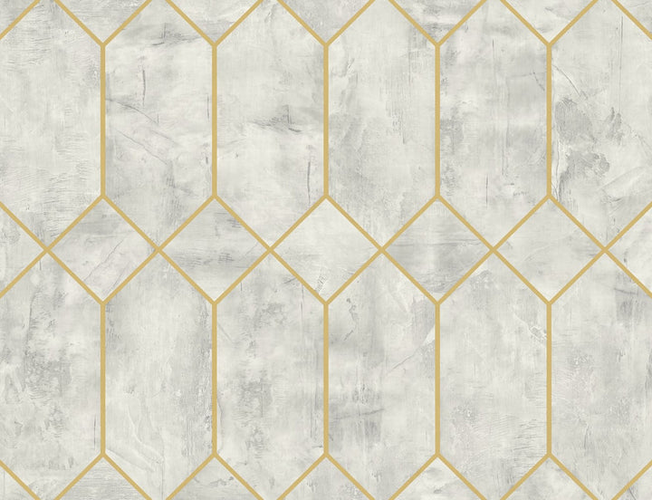 Geo Faux Silver Birch and Metallic Gold by Seabrook Wallpaper Living with Art United States 60.53 20.87" 27" - Fabric Carolina -