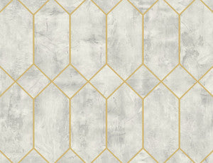 Geo Faux Silver Birch and Metallic Gold by Seabrook Wallpaper