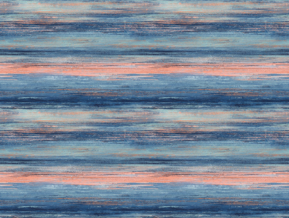 Sunset Stripes Fabric Blueberry and Vermillion Orange by Seabrook Wallpaper Living with Art United States 13.5 20.87" 3" - Fabric Carolina -